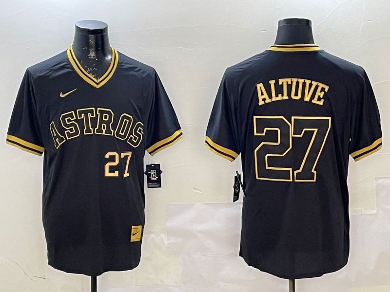 Men Houston Astros #27 Altuve Black Gold Game 2025 Nike MLB Jersey style 5